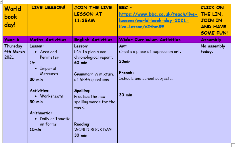 year 6 home learning thursday 4th march 2021 accessibility view