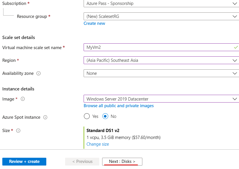 Azure VM scale sets