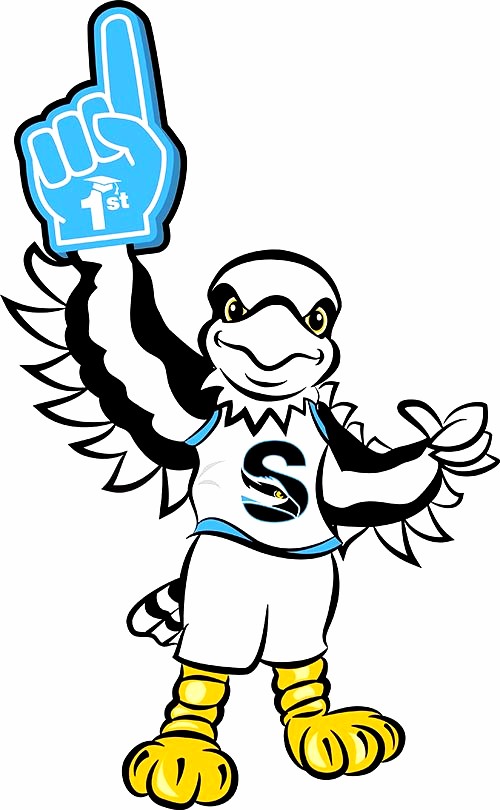 Cartoon osprey with foam finger