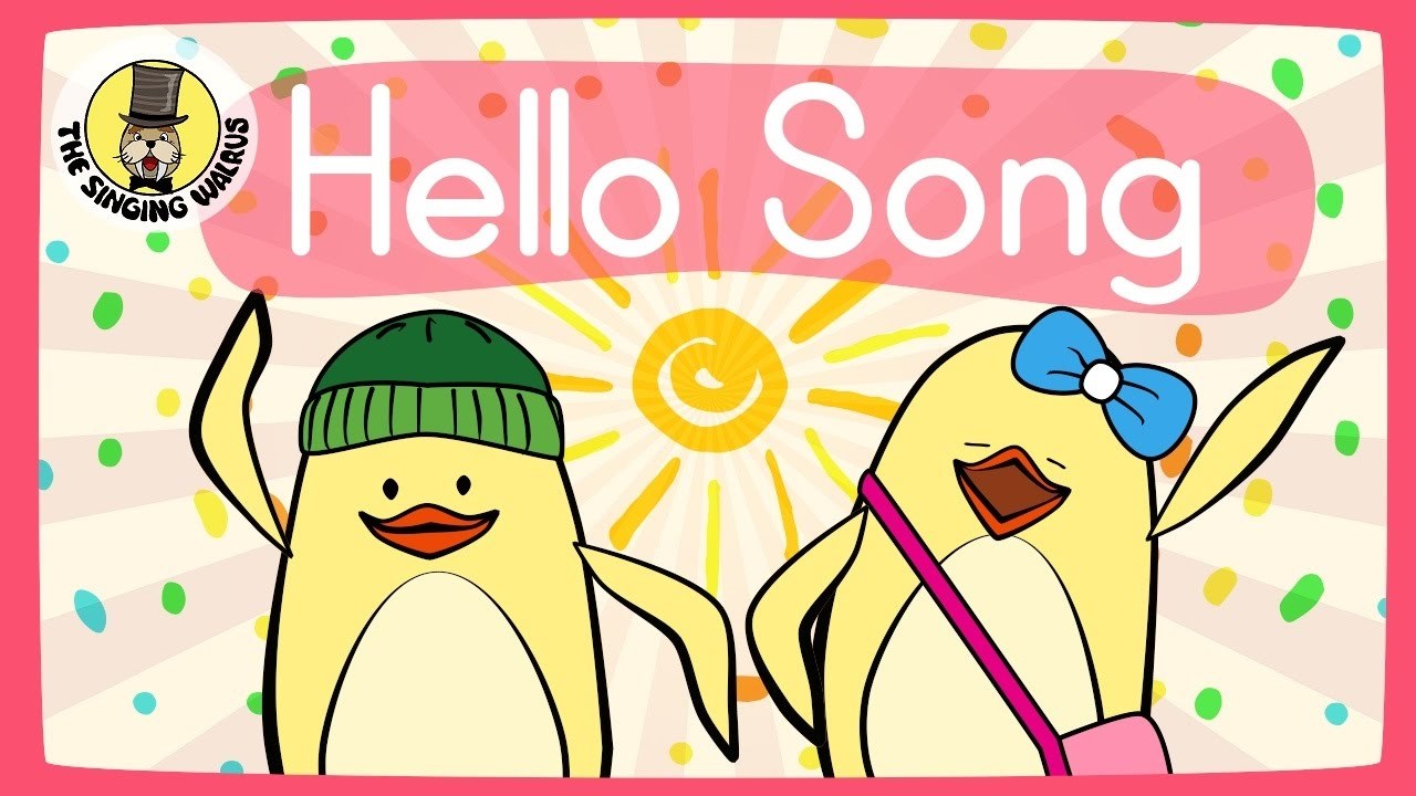 Английскую песню хеллоу. Hello Song for Kids. Hello singing Walrus. Hello Song. Hello для малышей.