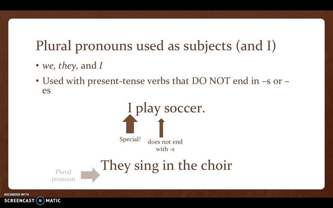 Pronoun verb