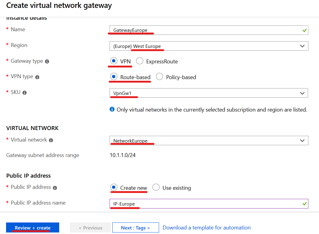 Lab Azure Vpn