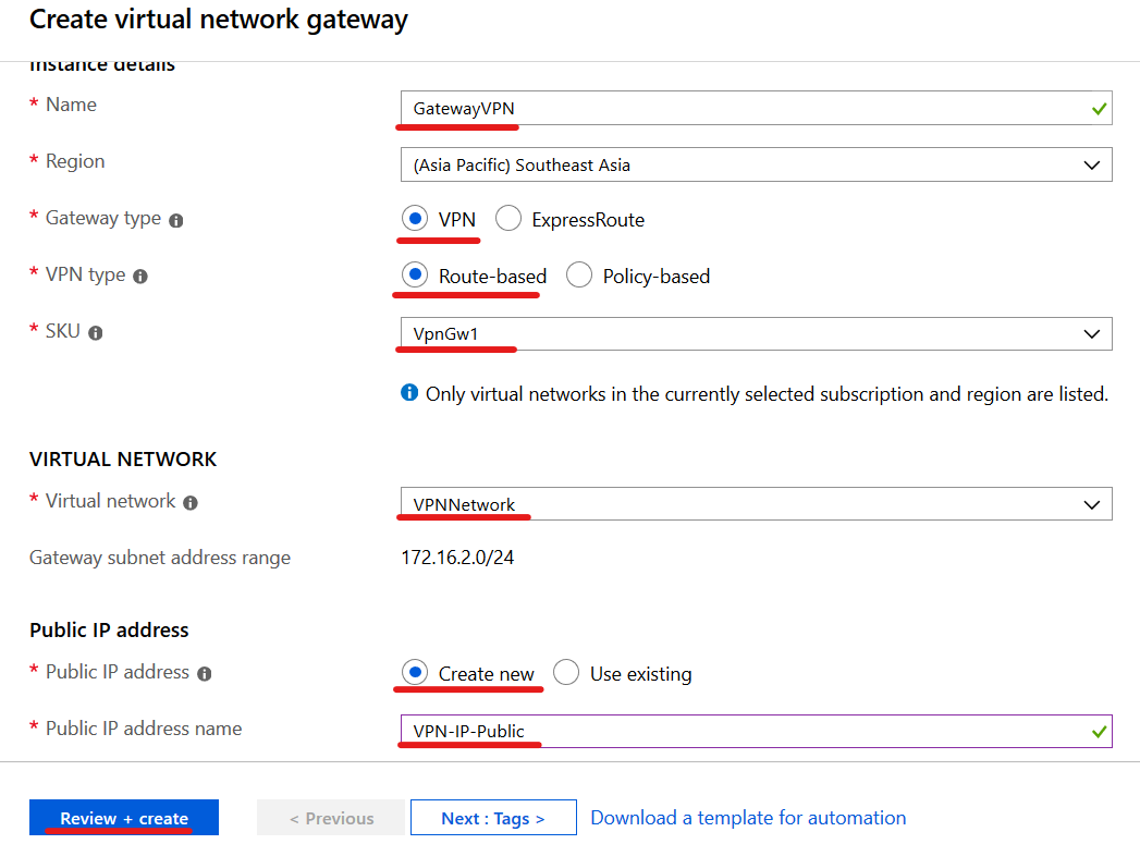 Lab Vpn Azure