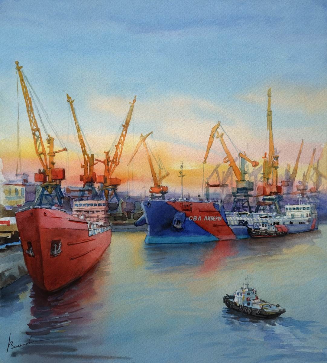 Морской порт рисунок