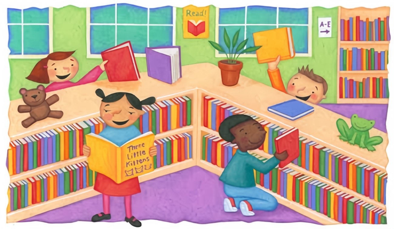 Читающие классы в библиотеке. Дети в библиотеке. Библиотека рисунок. Библиотека рисунок для детей. Библиотека картинки для детей.