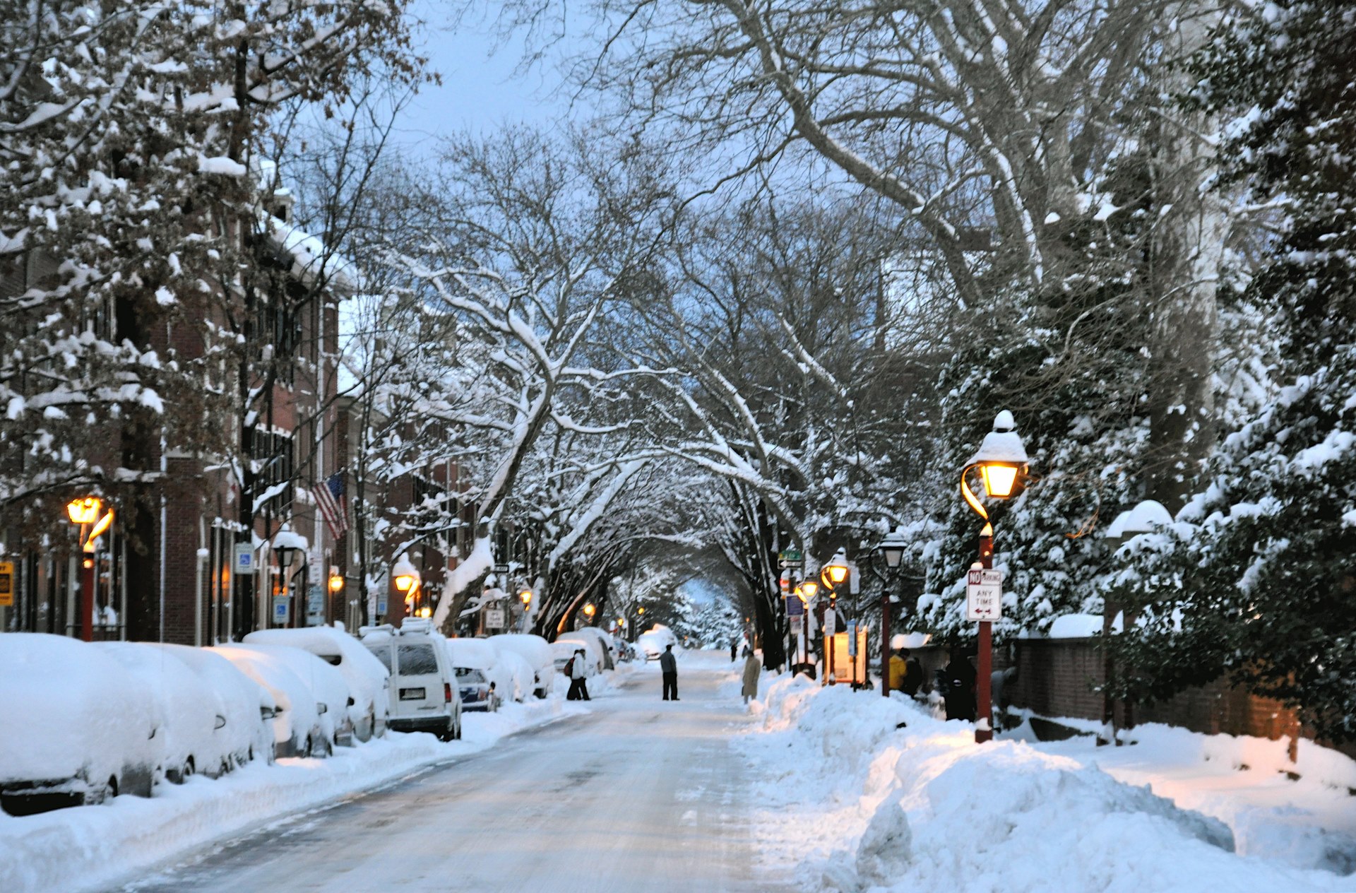 Снежные улицы города