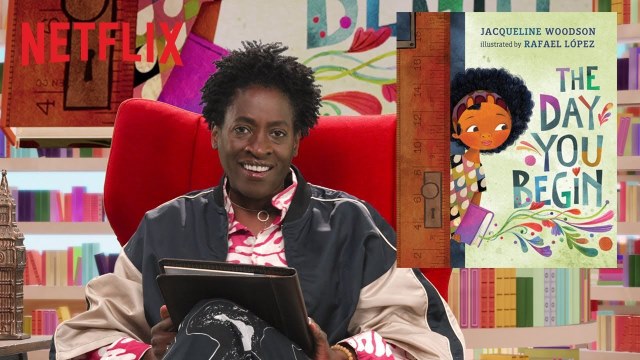 Jacqueline Woodson Reads "The Day You Begin" | Bookmarks | Netflix Jr
Finding the courage to share your story can connect you to others — even when you feel all alone.

Watch Bookmarks: Celebrating Black Voices, only on Netflix, September 1st: https://www.netflix.com/title/81303906

SUBSCRIBE: http://bit.ly/NetflixJrSubscribe

About Netflix Jr.:
Welcome to the official Netflix Jr. channel! Where kids can learn, sing and play with their favorite Netflix characters - from StoryBots to Super Monsters and everyone in between. 

About Netflix:
Netflix is the world's leading streaming entertainment service with 193 million paid memberships in over 190 countries enjoying TV series, documentaries and feature films across a wide variety of genres and languages. Members can watch as much as they want, anytime, anywhere, on any internet-connected screen. Members can play, pause and resume watching, all without commercials or commitments.

Looking for StoryBots? Ta-da!

New StoryBots Videos: http://bit.ly/NewStoryBots

ABC Jamboree: http://bit.ly/ABCJamboreeStoryBots

Storybots Super Songs: http://bit.ly/SuperSongsStoryBots

Animal Songs: http://bit.ly/StoryBotsAnimals

Classic Songs: http://bit.ly/StoryBotsClassicSongs

Songs About Colors: http://bit.ly/StoryBotsColors

Dinosaur Songs: http://bit.ly/StoryBotsDinosaurs

Outer Space Songs: http://bit.ly/StoryBotsOuterSpace

Time Songs: http://bit.ly/StoryBotsTime

Number Songs: http://bit.ly/StoryBotsNumbers

Body Songs: http://bit.ly/StoryBotsBodySongs

Songs About Emotions: http://bit.ly/StoryBotsEmotions

Songs About Shapes: http://bit.ly/StoryBotsShapes

Songs About Behaviors: http://bit.ly/StoryBotsBehaviors

Vehicle Songs: http://bit.ly/StoryBotsVehicles
