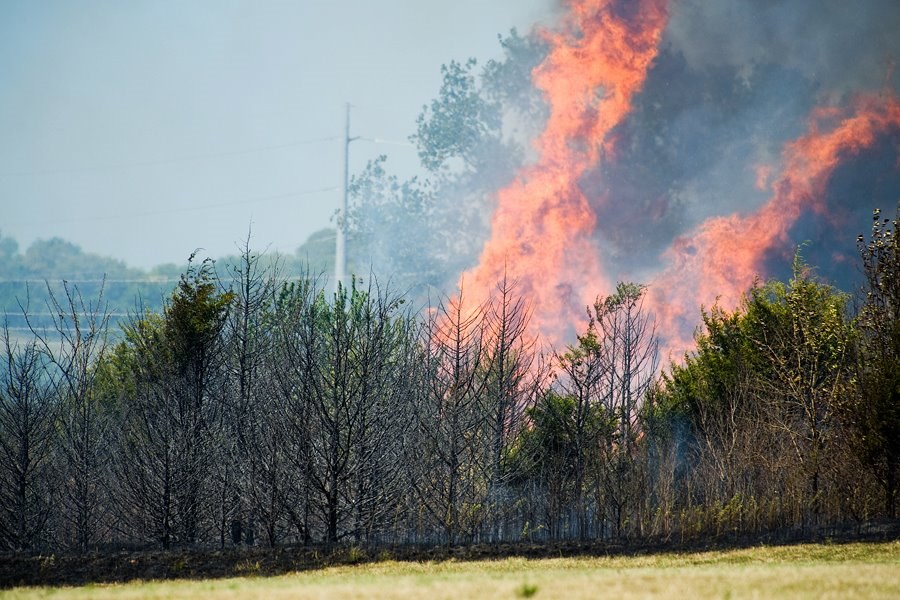Operation100news: Large brush fire in west Lawrence