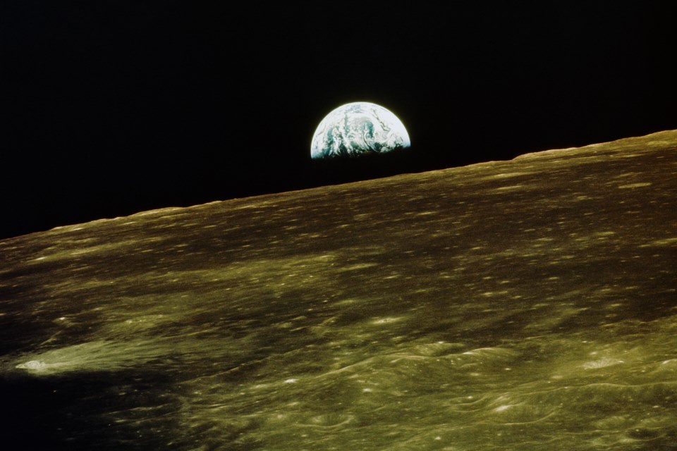 A planet as seen from the surface of another planet.