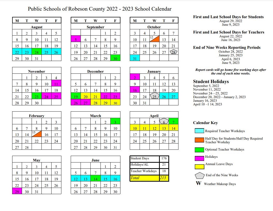 Robeson County School Calendar 2023 Get Calendar 2023 Update